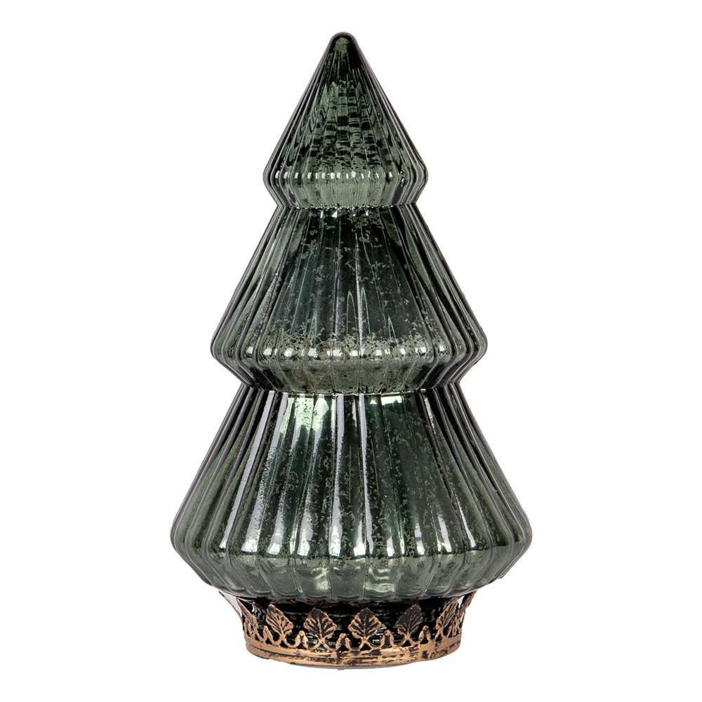 [6GL4573GR] Décoration de Noël Sapin de Noël avec LED Vert Ø 13x23 cm / 2xAAA