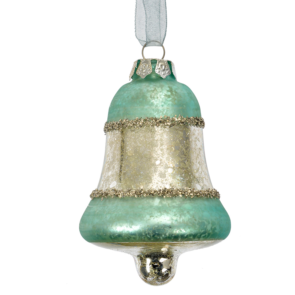 [6GL4710BL] Christmas Bauble Blue Silver colored Ø 5x9 cm