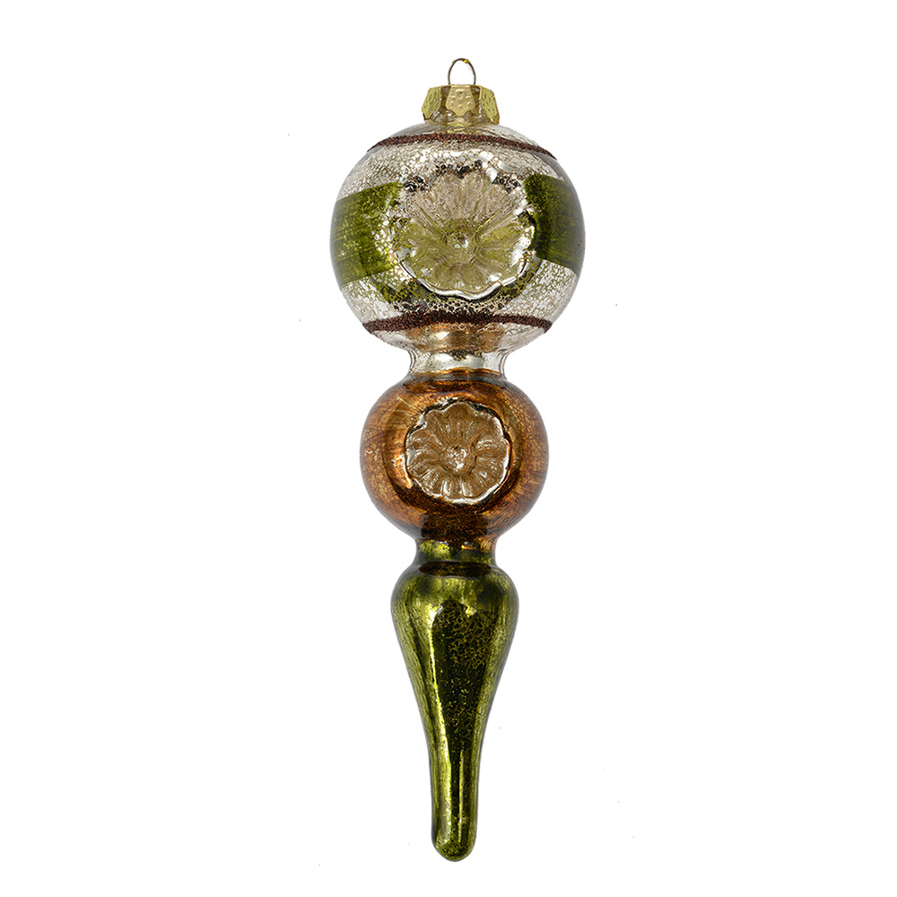 [6GL4715] Christmas Bauble Green Silver colored Ø 6x17 cm