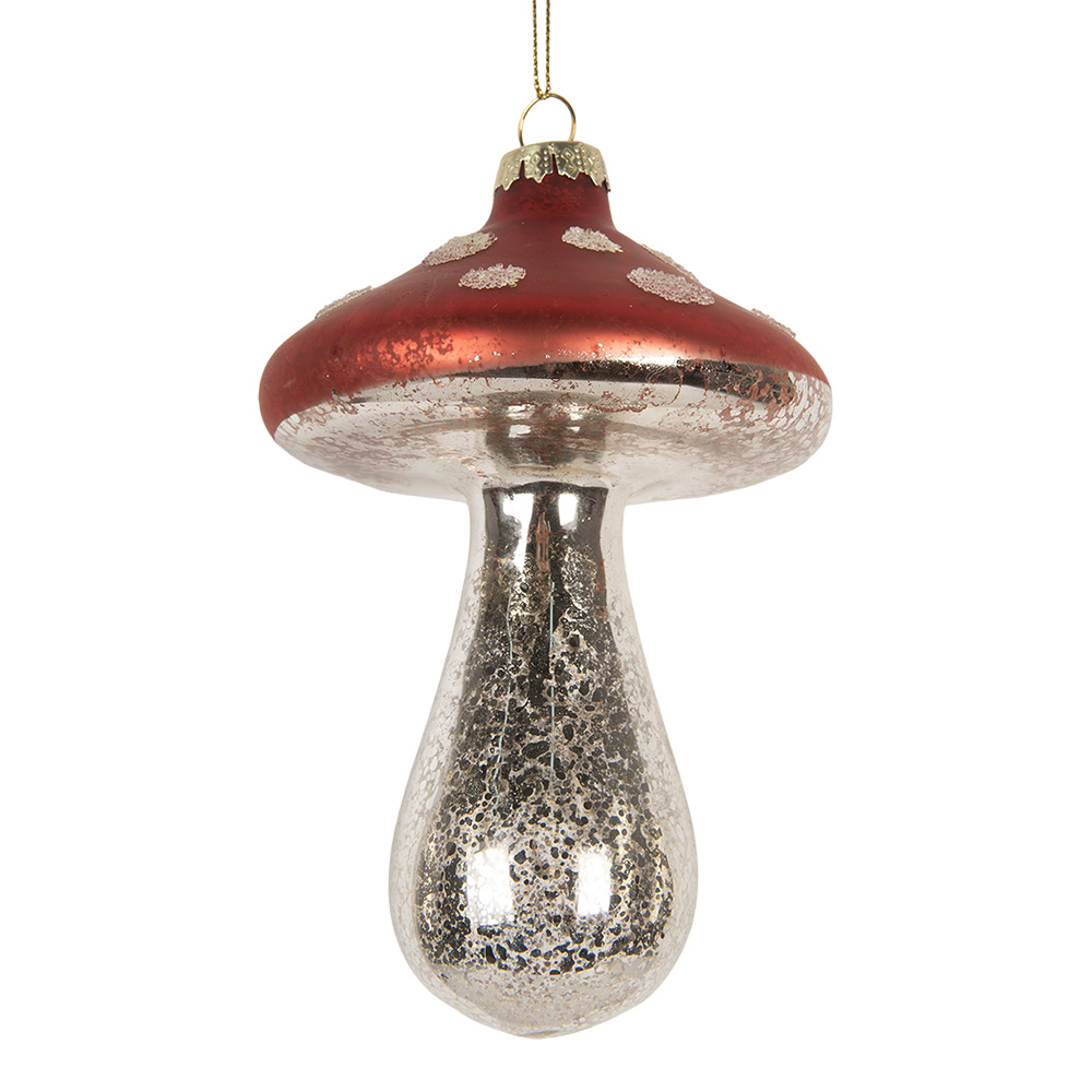 [6GL5314] Weihnachtsanhänger Rot Silberfarbig Ø 9x13 cm