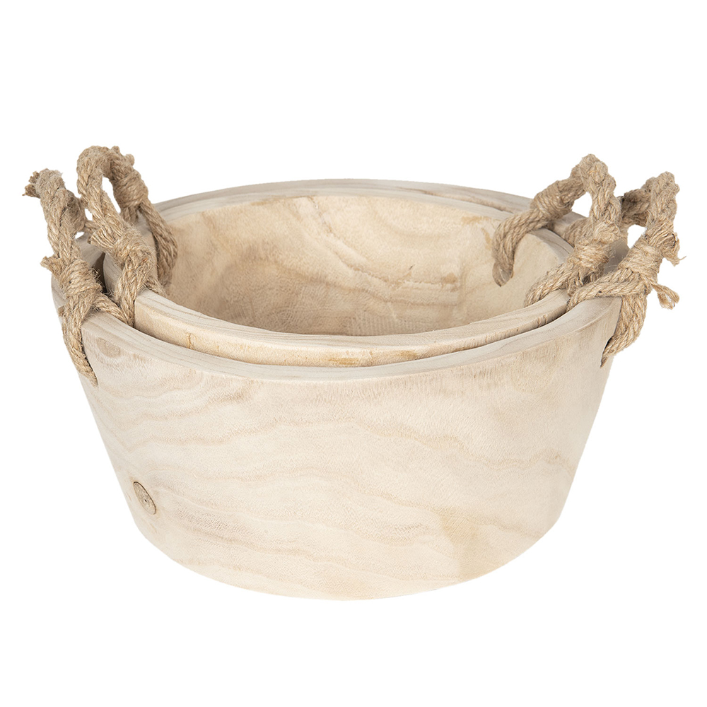 [6H1757] Aufbewahrungskorb (2er set) Beige Ø 36x16 cm / Ø 29x13 cm