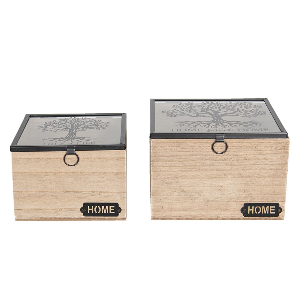 [6H1936] Opberg kistje (2) 18x18x12 / 15x15x11 cm