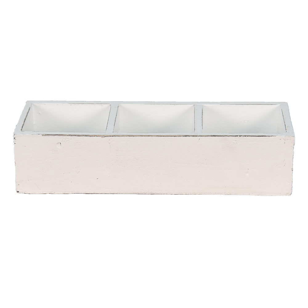 [6H1987W] Wooden Box White 33x12x7 cm