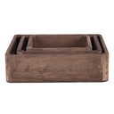 Plateau décoratif (Lot de 3) Marron 24x24x6 / 20x20x6 / 16x16x6 cm