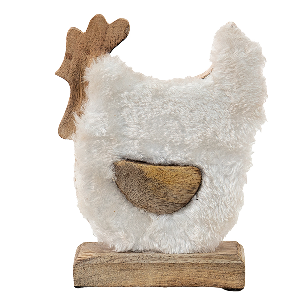 [6H2162M] Statua Decorativa Gallo Bianco, Marrone 15x5x19 cm