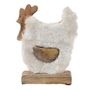 Image de décoration le coq Blanc, Marron 15x5x19 cm