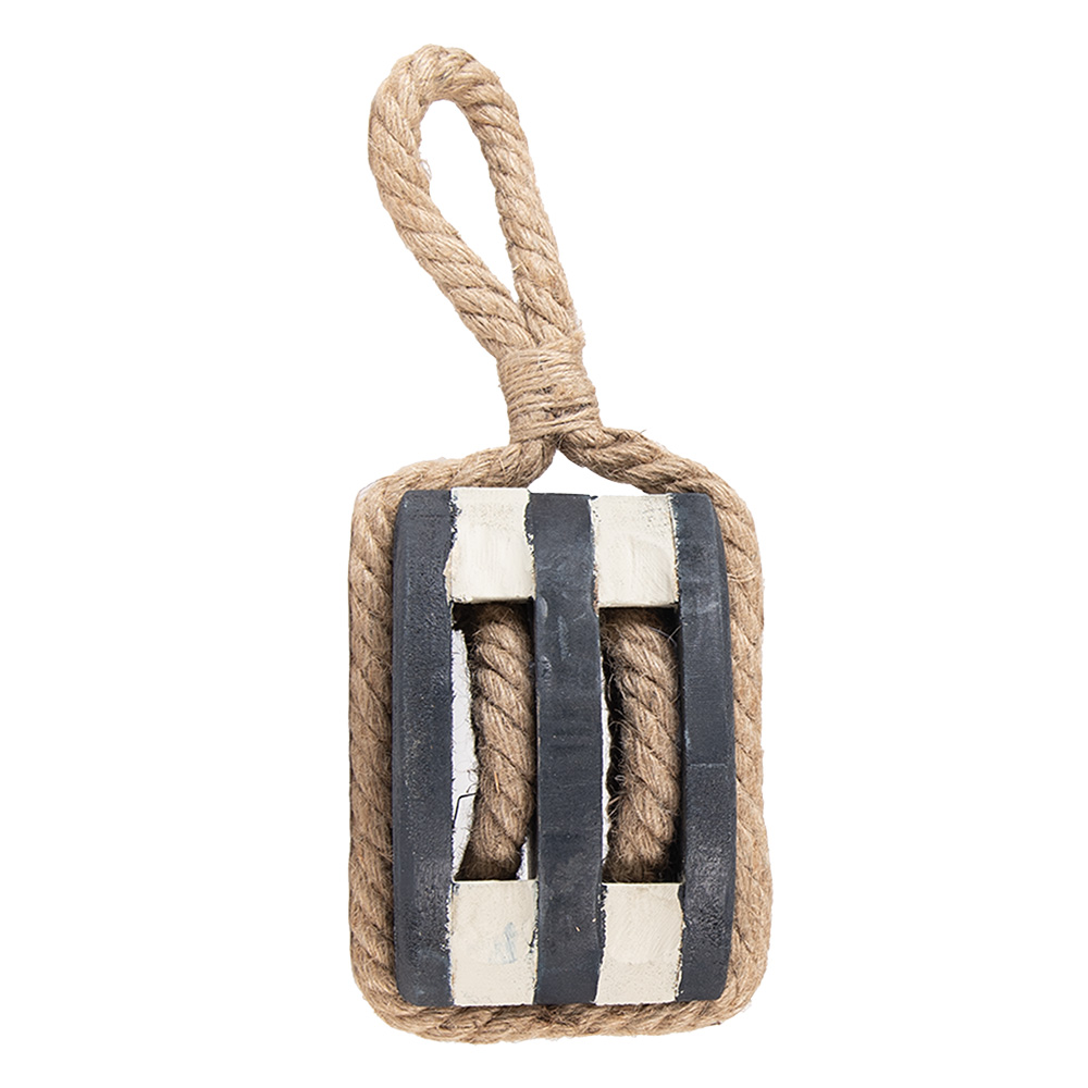 [6H2388] Dekoration Flaschenzug Schwarz Braun 17x12x12 cm