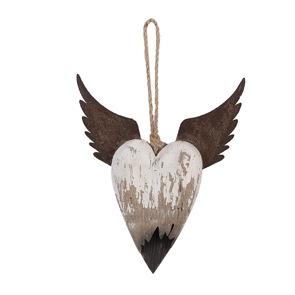 [6H2415M] Pendentif décoratif Cur Blanc Marron 18x3x22 cm