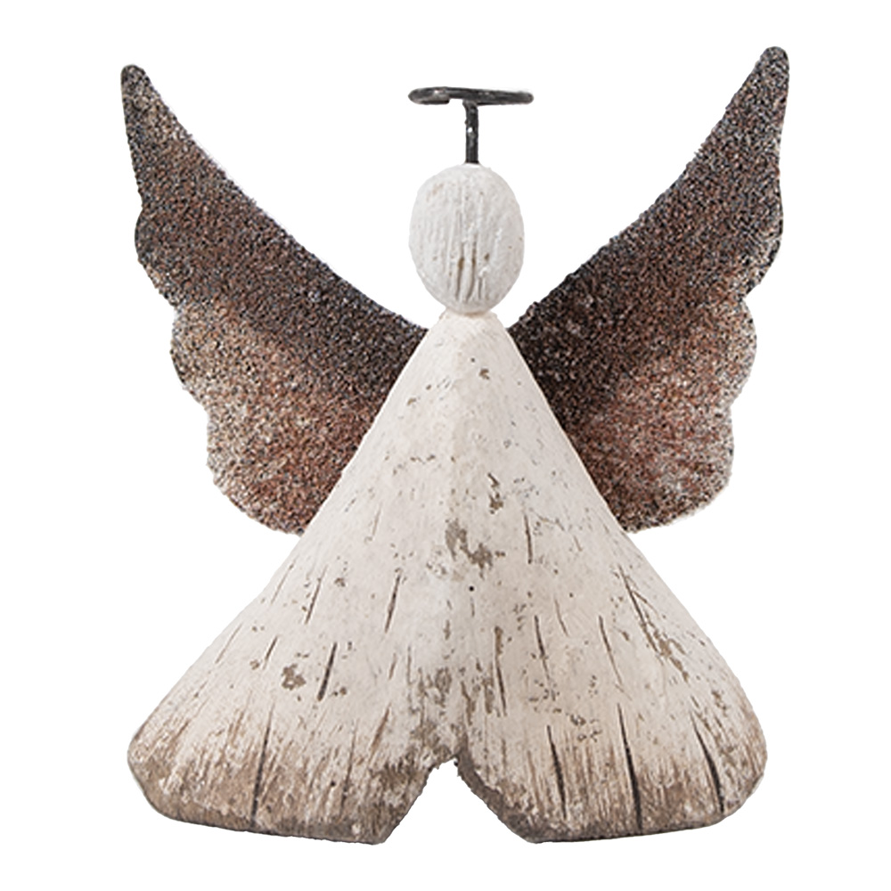 [6H2416S] Christmas Decoration Angel White Brown 8x3x9 cm