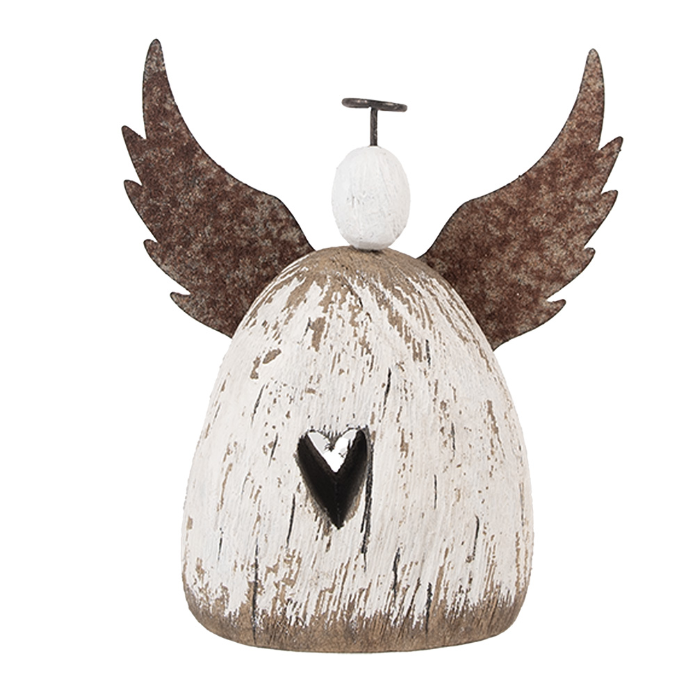 [6H2419M] Christmas Decoration Angel White Brown 13x5x14 cm