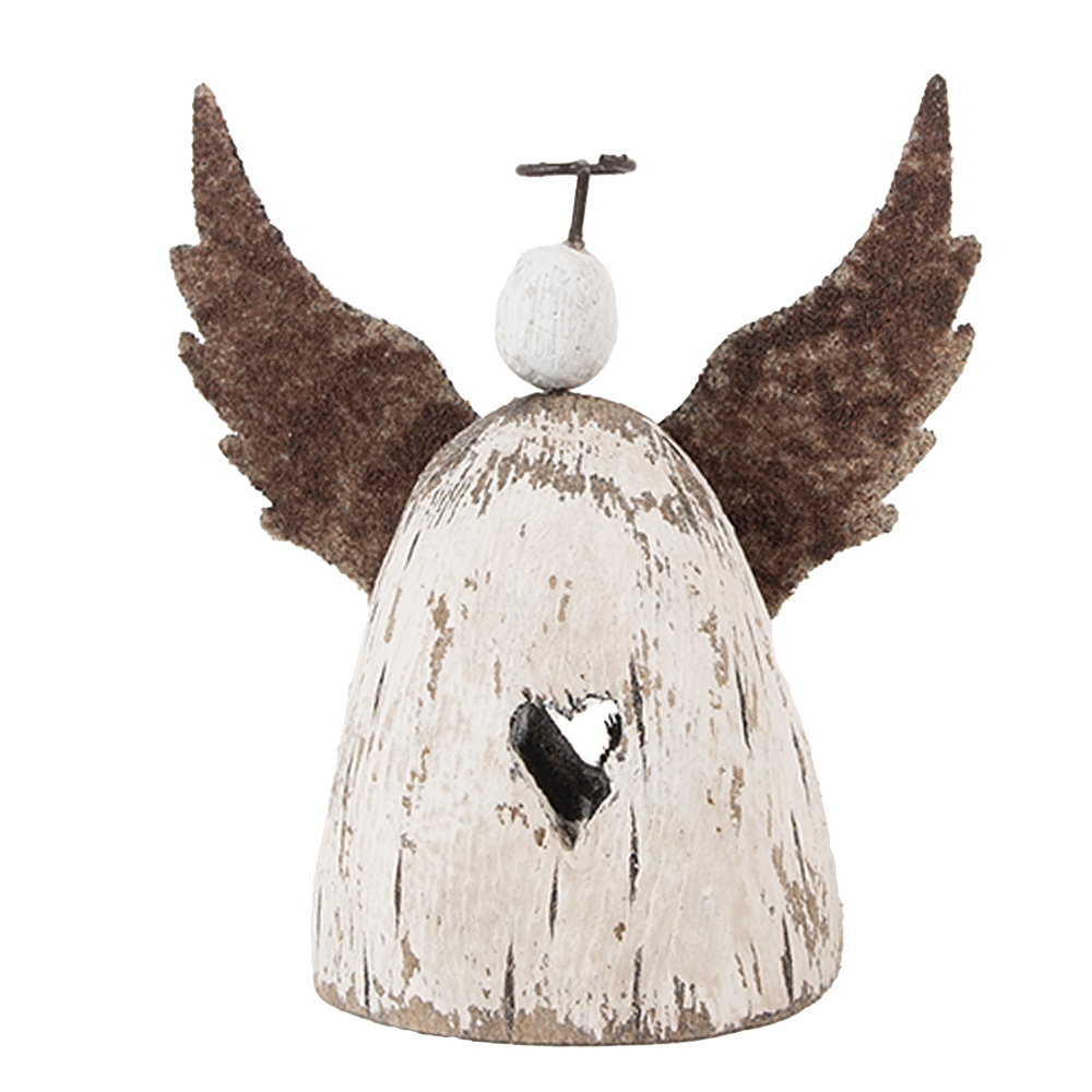 [6H2419S] Décoration de Noël Ange Blanc Marron 11x5x11 cm