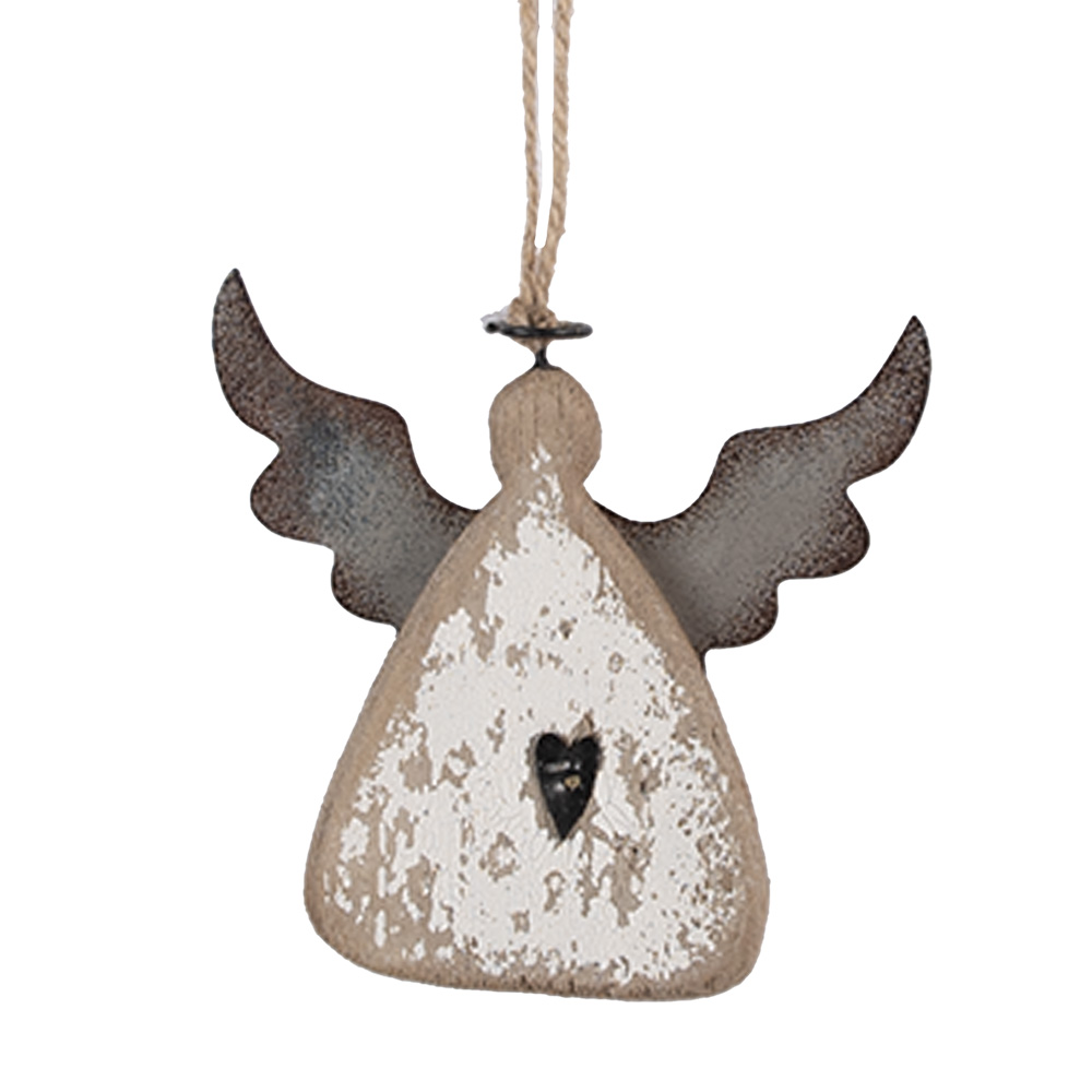 [6H2428] Decoration hanger Angel Brown White 10x2x10 cm