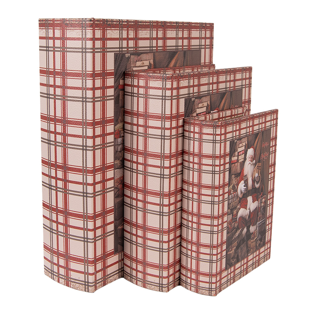 [6H2465] Doos in boekvorm (3) 27x22x7 / 22x17x6 / 18x13x4 cm