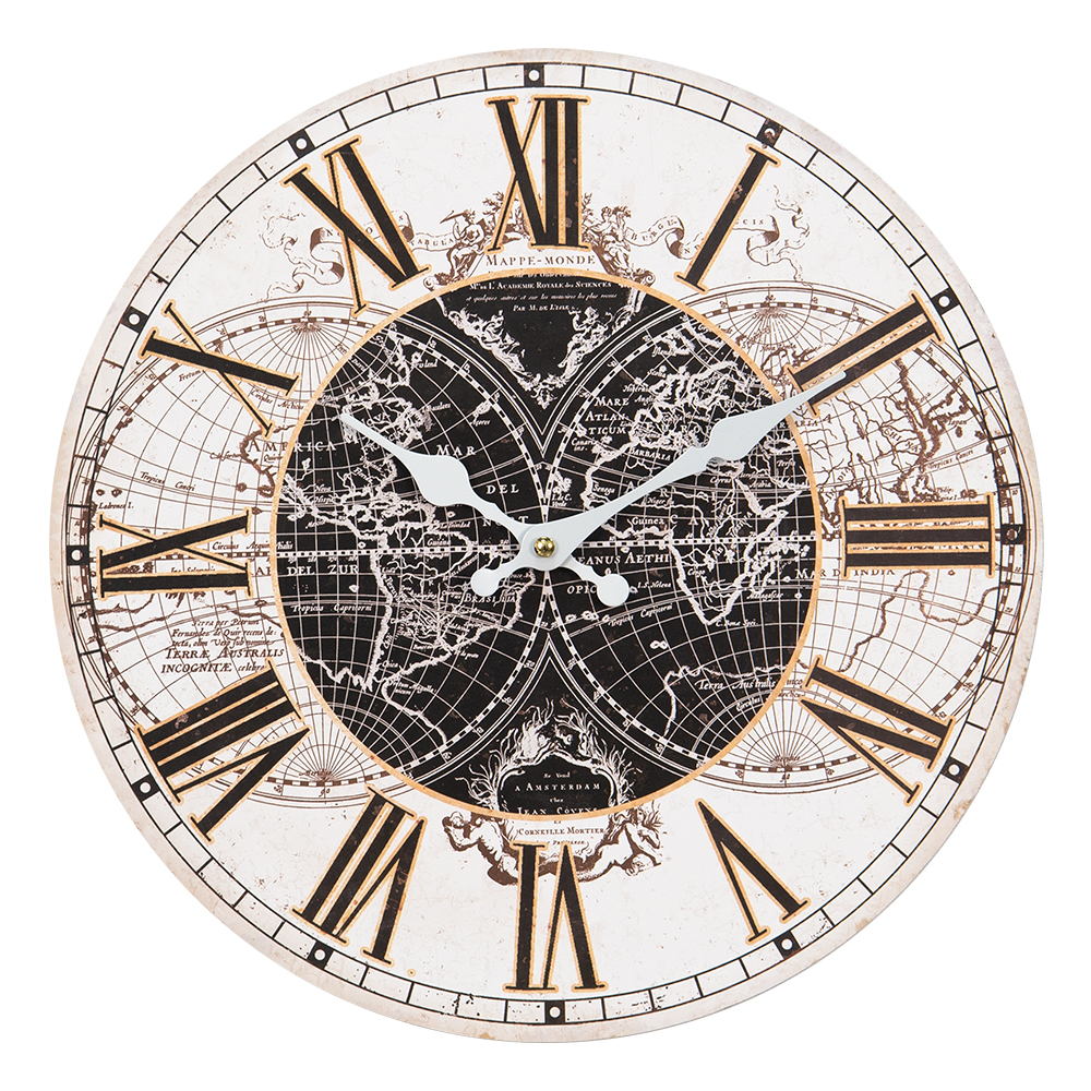 [6KL0756] Horloge murale Marron Ø 34x4 cm / 1xAA