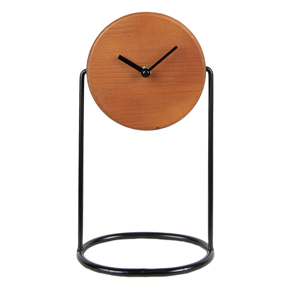 [6KL0792] Standing Clock Brown, Black 16x12x28 cm / 1xAA