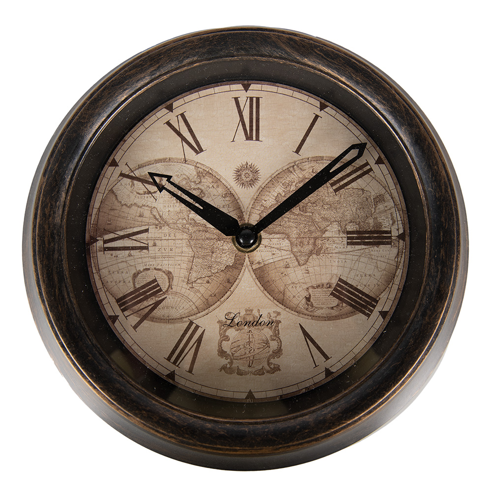 [6KL0801] Horloge murale Marron Beige Ø 23x5 cm / 1xAA