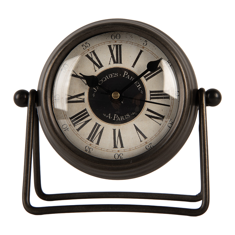 [6KL0835] Tischuhr Braun Beige 12x5x11 cm / 1xAA