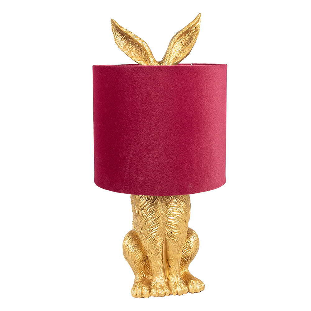 [6LMC0099GOVBU] Tischlampe Kaninchen Goldfarbig Rot Ø 20x43 cm E27/max 1x60W