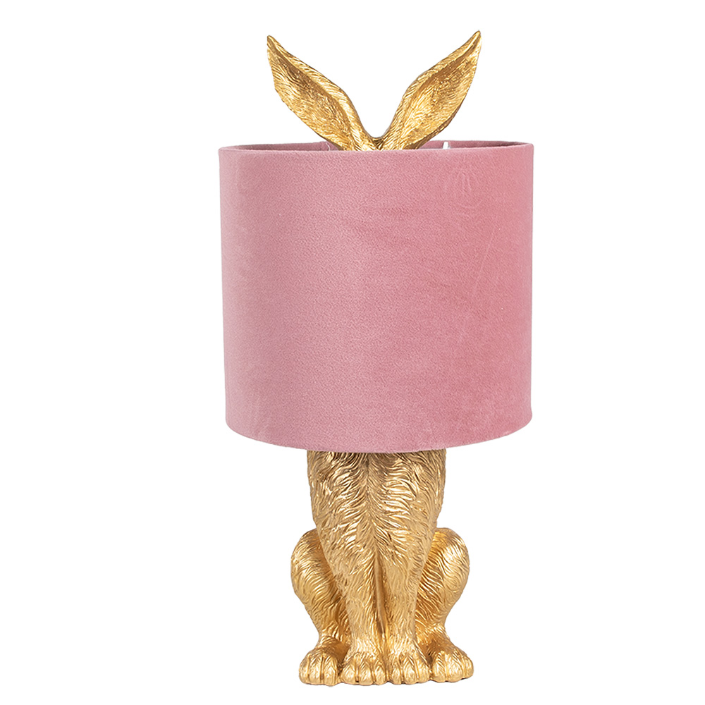 [6LMC0099GOVP] Tischlampe Kaninchen Goldfarbig Rosa Ø 20x43 cm E27/max 1x60W