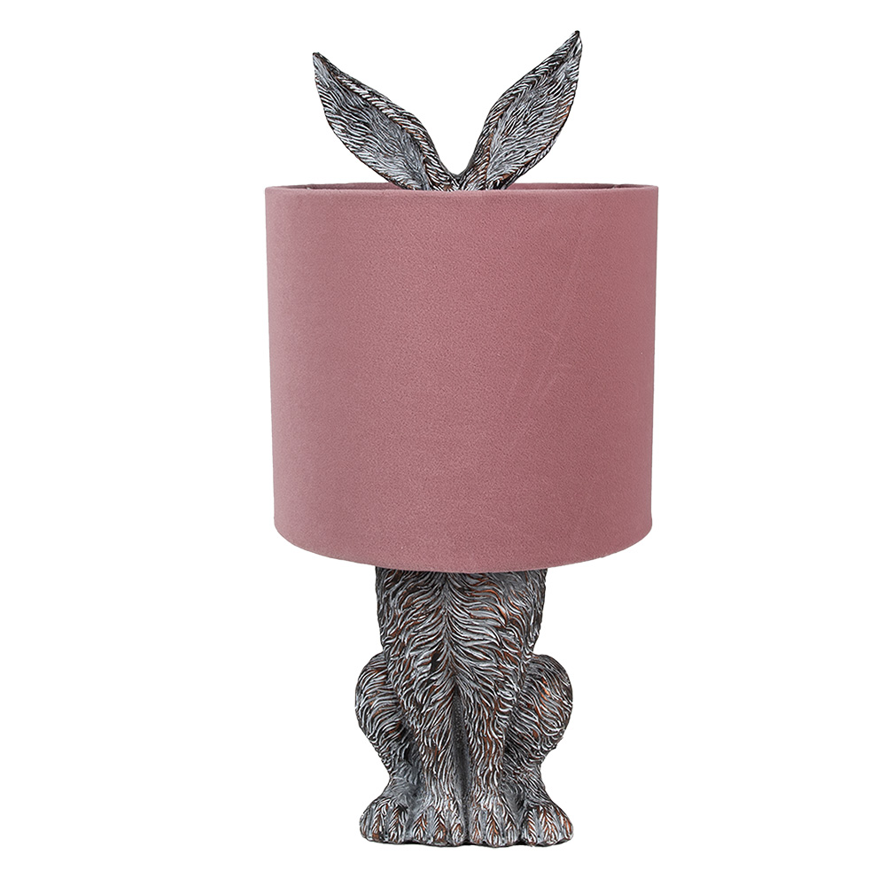 [6LMC0099VP] Lampada da Tavolo Coniglio Marrone Rosa Ø 20x43 cm E27/max 1x60W