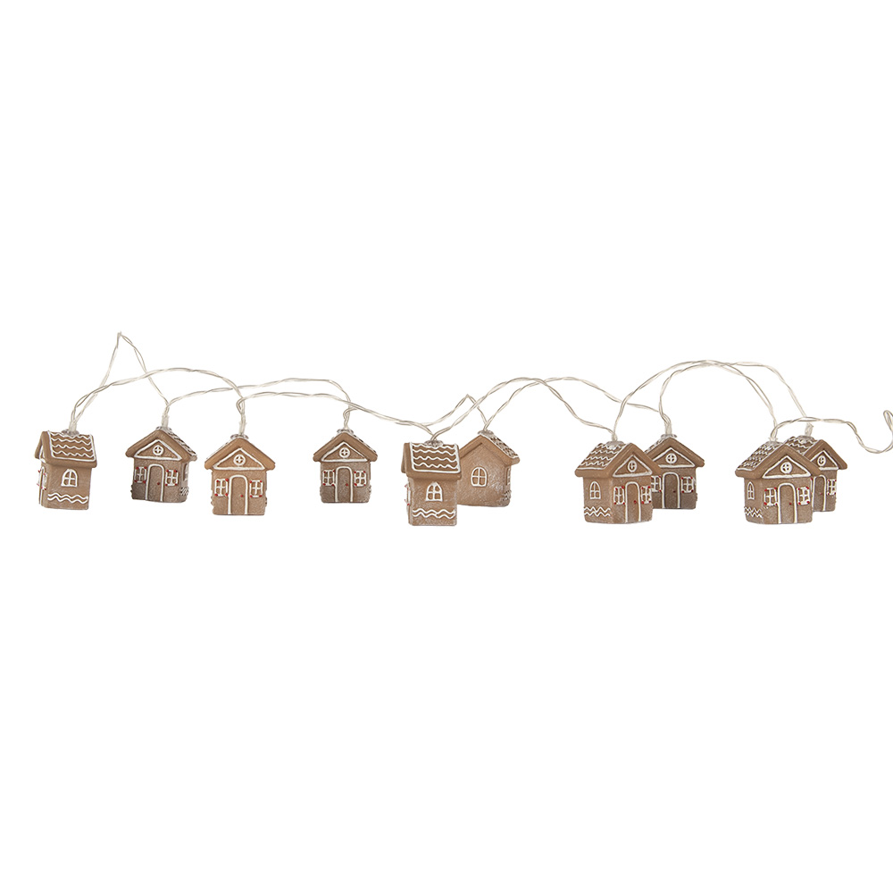 [6LMP817] Decoratie lichtsnoer huisjes 10 lampjes LED 150 cm / 2xAA