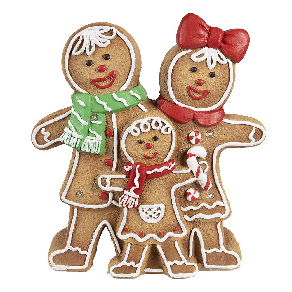[6MG0049] Decoration gingerbread men with LED Brown White 31x10x35 cm