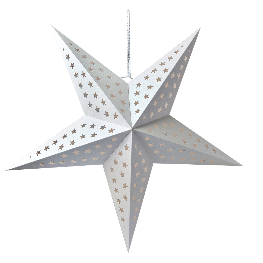 [6PA0512XLW] Weihnachtsdeko Stern Weiß 90x20x90 cm