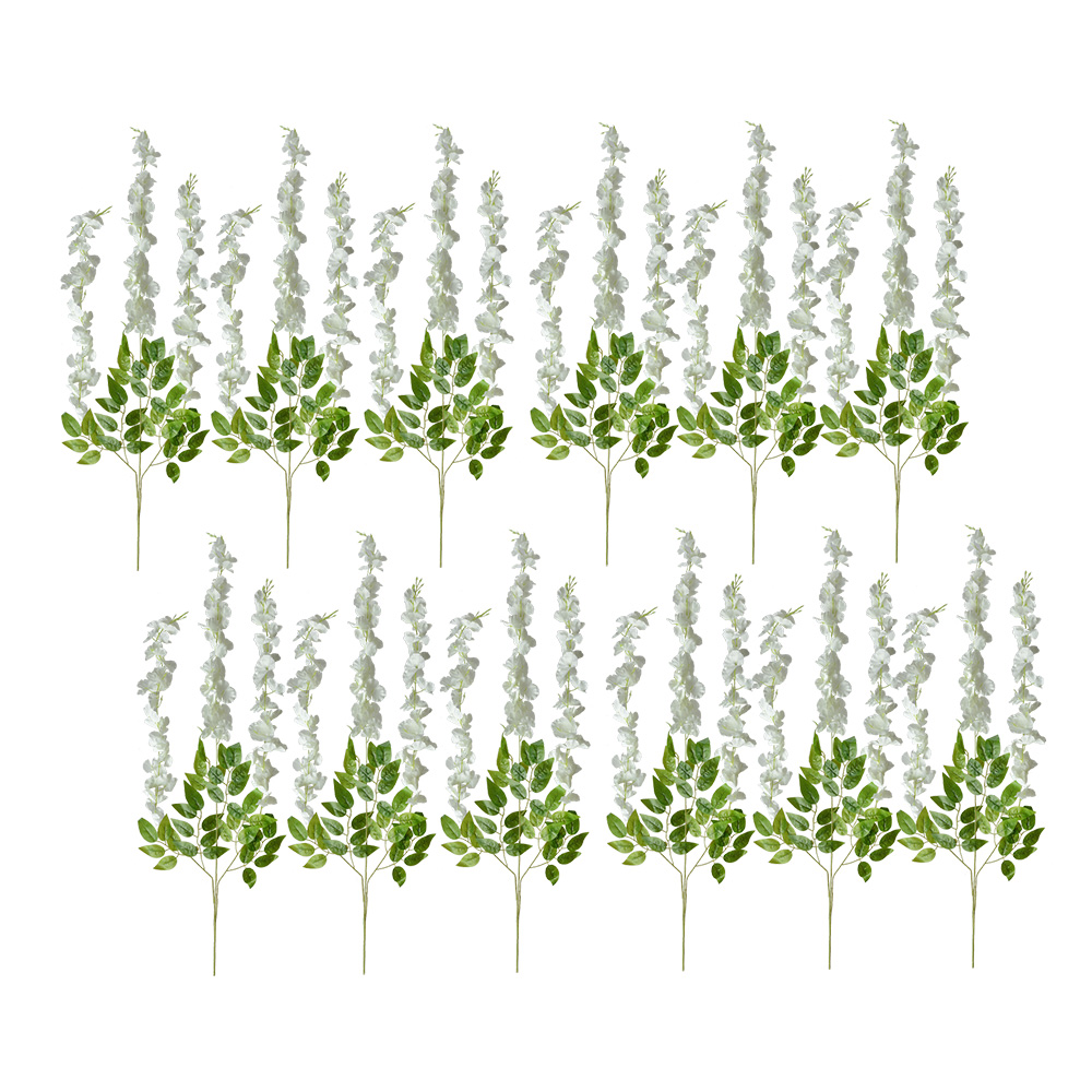 [6PL0318W] Branche de décoration avec fleurs (set 12) Blanc 30x12x110 cm