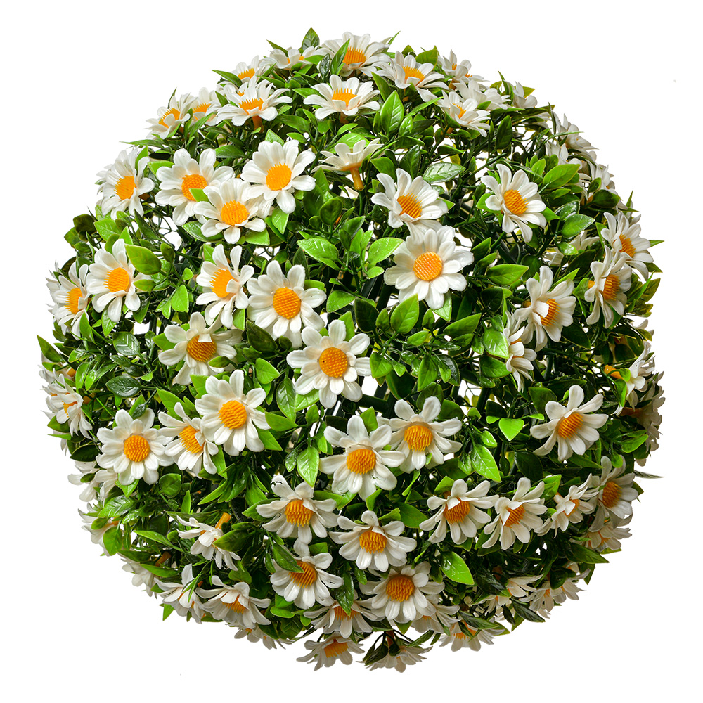 [6PL0324L] Dekorative Kugel Kunstblume Gänseblümchen Weiß Grün Ø 30 cm