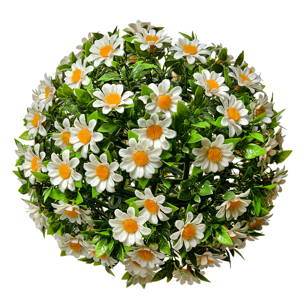 [6PL0324M] Decorazione palla fiore artificiale Margherita Bianco Verde Ø 22 cm