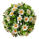 Boule de décoration fleur artificielle Marguerite Blanc Vert Ø 17 cm