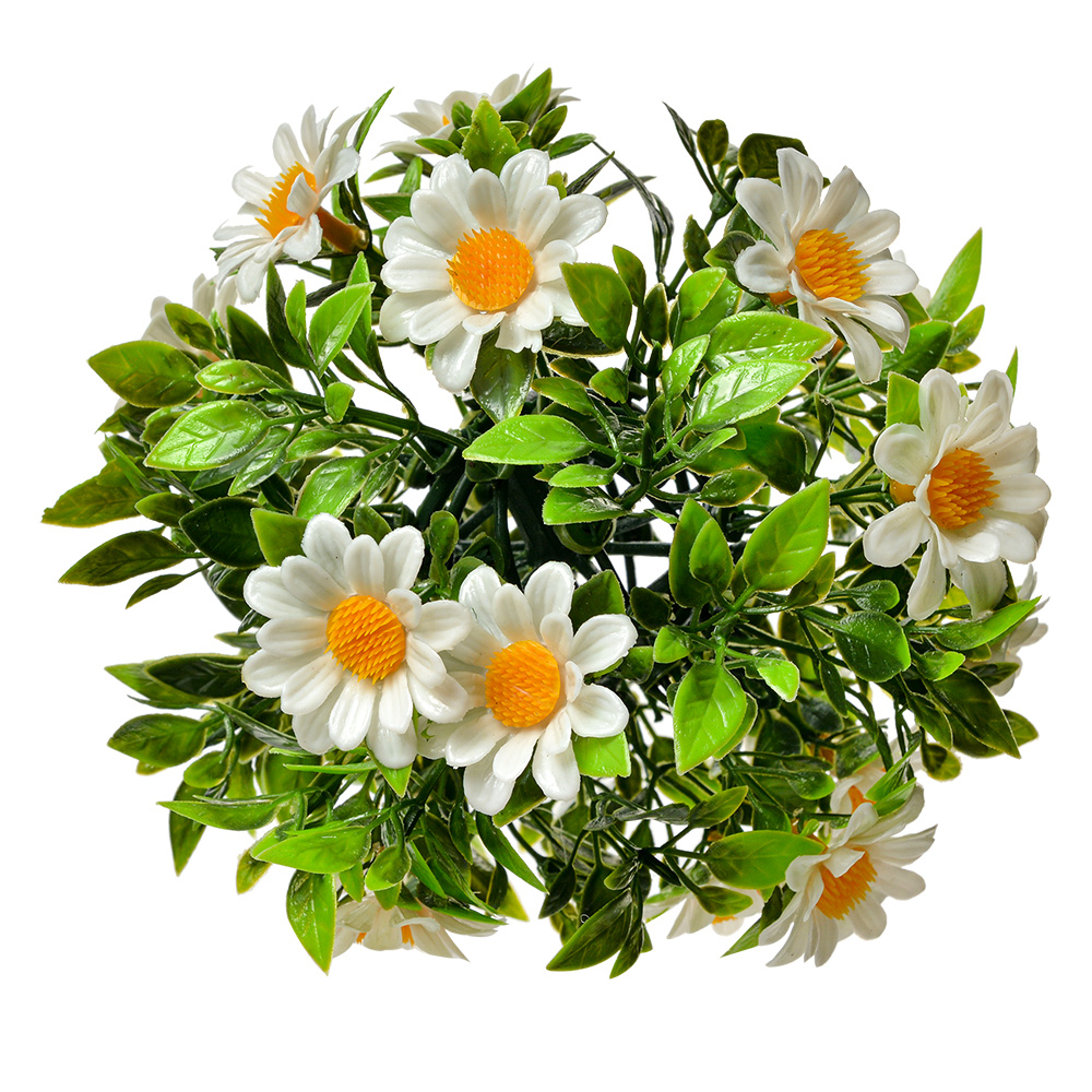 [6PL0324XS] Dekorative Kugel Kunstblume Gänseblümchen Weiß Grün Ø 12 cm
