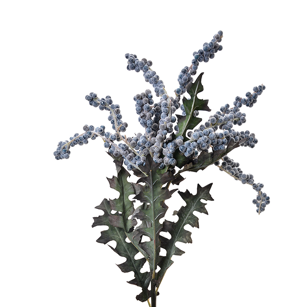 [6PL0329] Deko Ast mit Blumen Blau Grün 20x20x103 cm