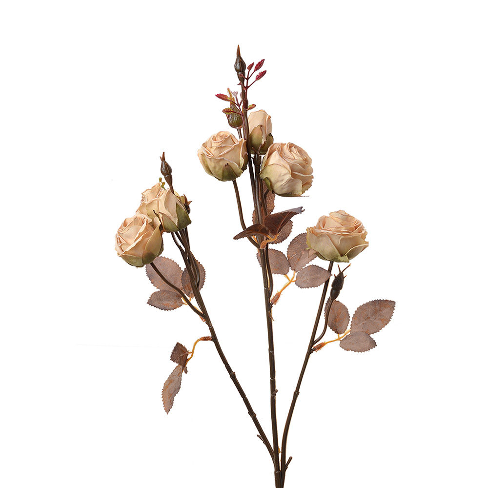 [6PL0330W] Deko Ast mit Blumen Beige Braun 16x9x73 cm