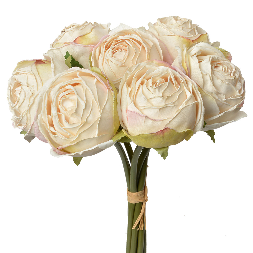 [6PL0336W] Kunstbloem bos van 7 rozen 16x14x34 cm
