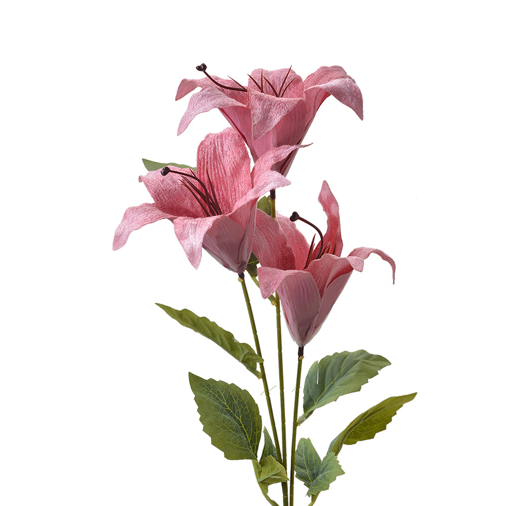 [6PL0337P] Decorative Artificial Branch with flowers Pink Green 15x10x72 cm