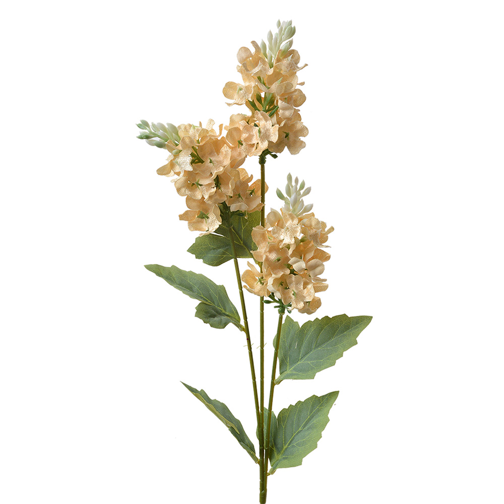 [6PL0338W] Deko Ast mit Blumen Beige Grün 12x5x71 cm