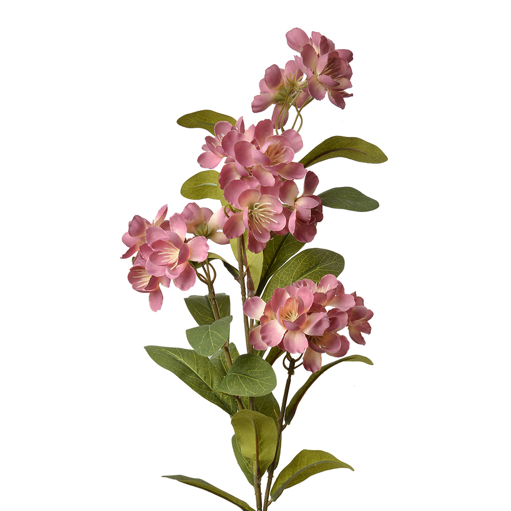 [6PL0344P] Decorative Artificial Branch with flowers Pink Green 17x14x70 cm