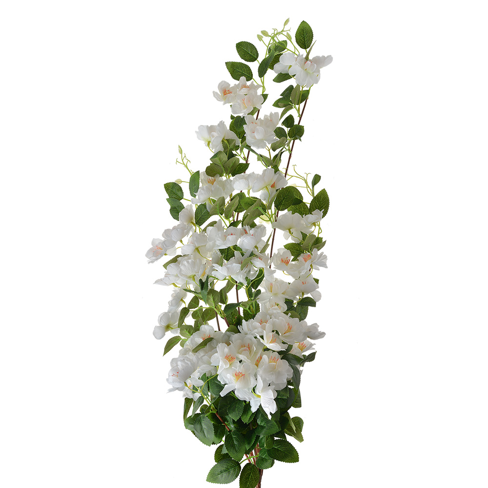 [6PL0345W] Decoratie tak met bloemen 25x15x88 cm