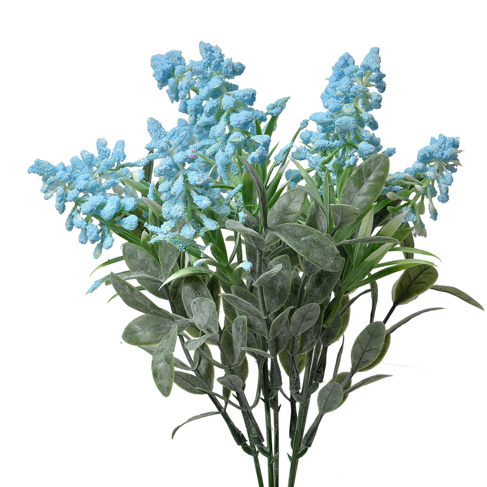 [6PL0351BL] Deko Ast mit Blumen Blau Grün 15x15x32 cm