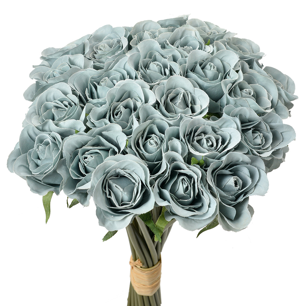 [6PL0392BL] Kunstbloem bos van 24 rozen 20x16x30 cm