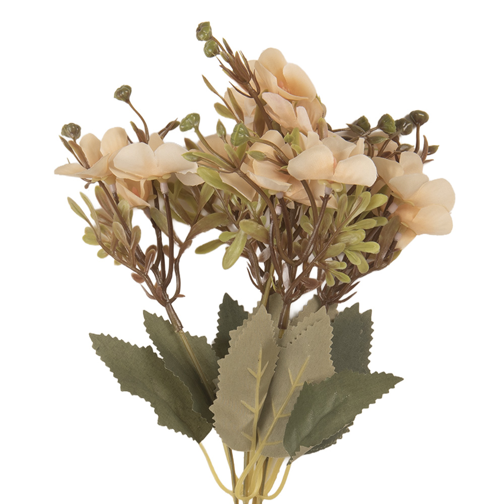 [6PL0402W] Deko Ast mit Blumen Beige Grün 10x10x32 cm