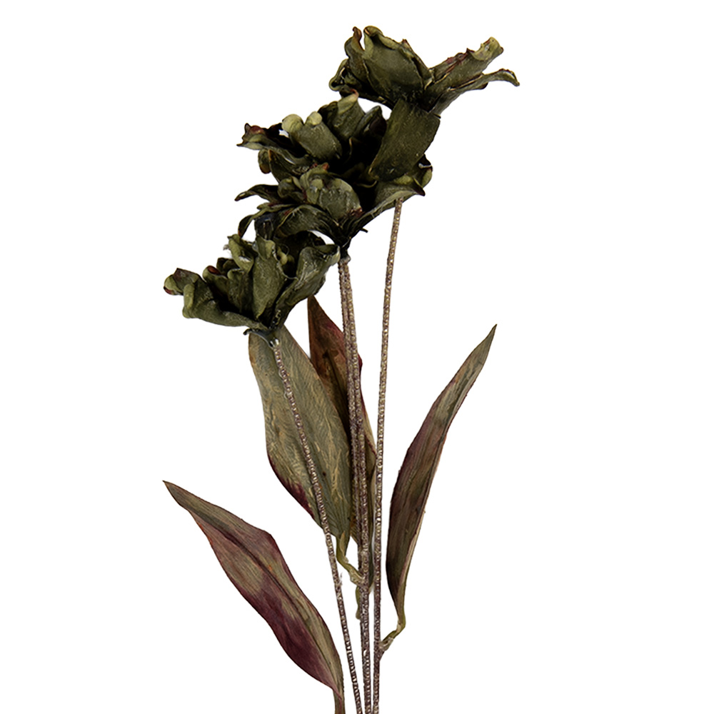 [6PL0403GR] Branche de décoration avec fleurs Vert 8x5x60 cm