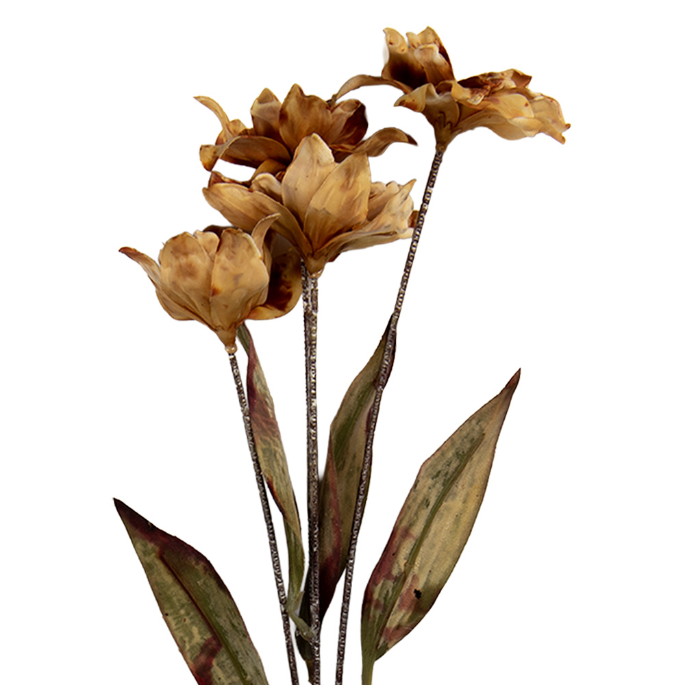 [6PL0403LCH] Branche de décoration avec fleurs Marron Vert 8x5x60 cm