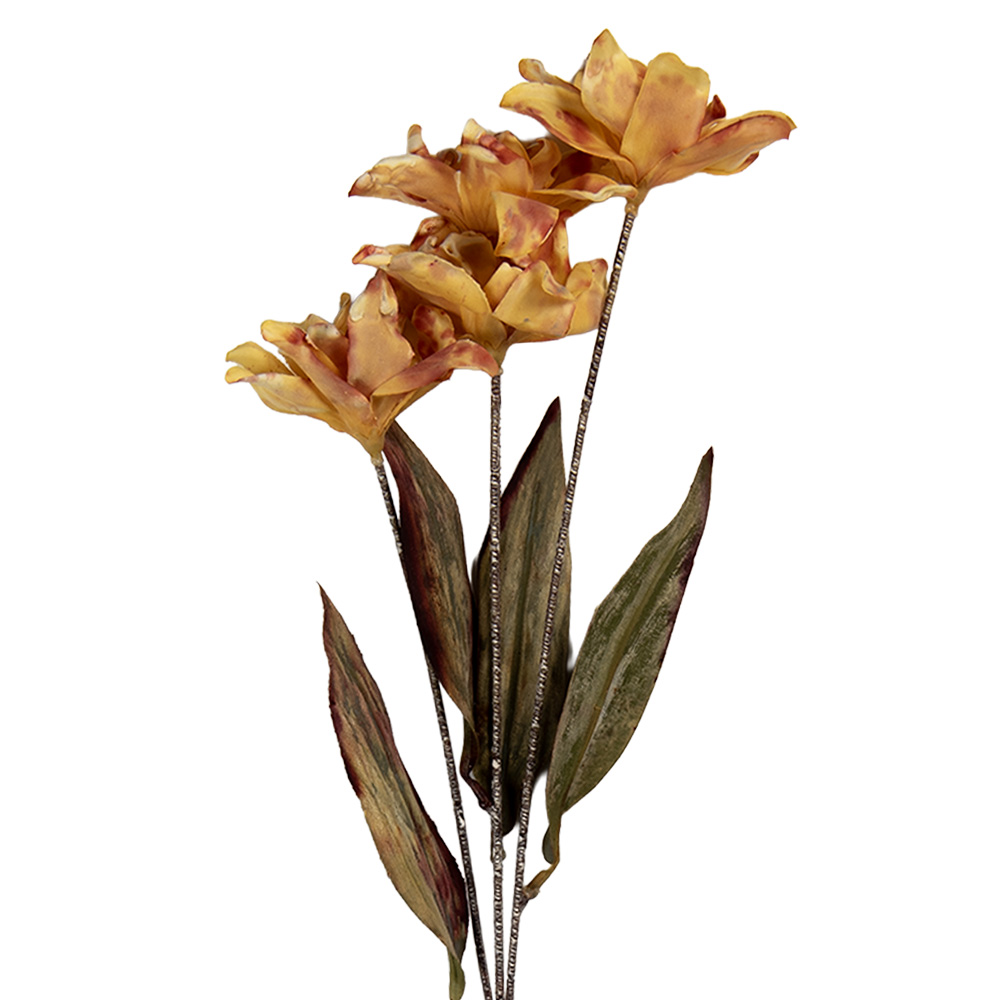 [6PL0403Y] Branche de décoration avec fleurs Orange Vert 8x5x60 cm