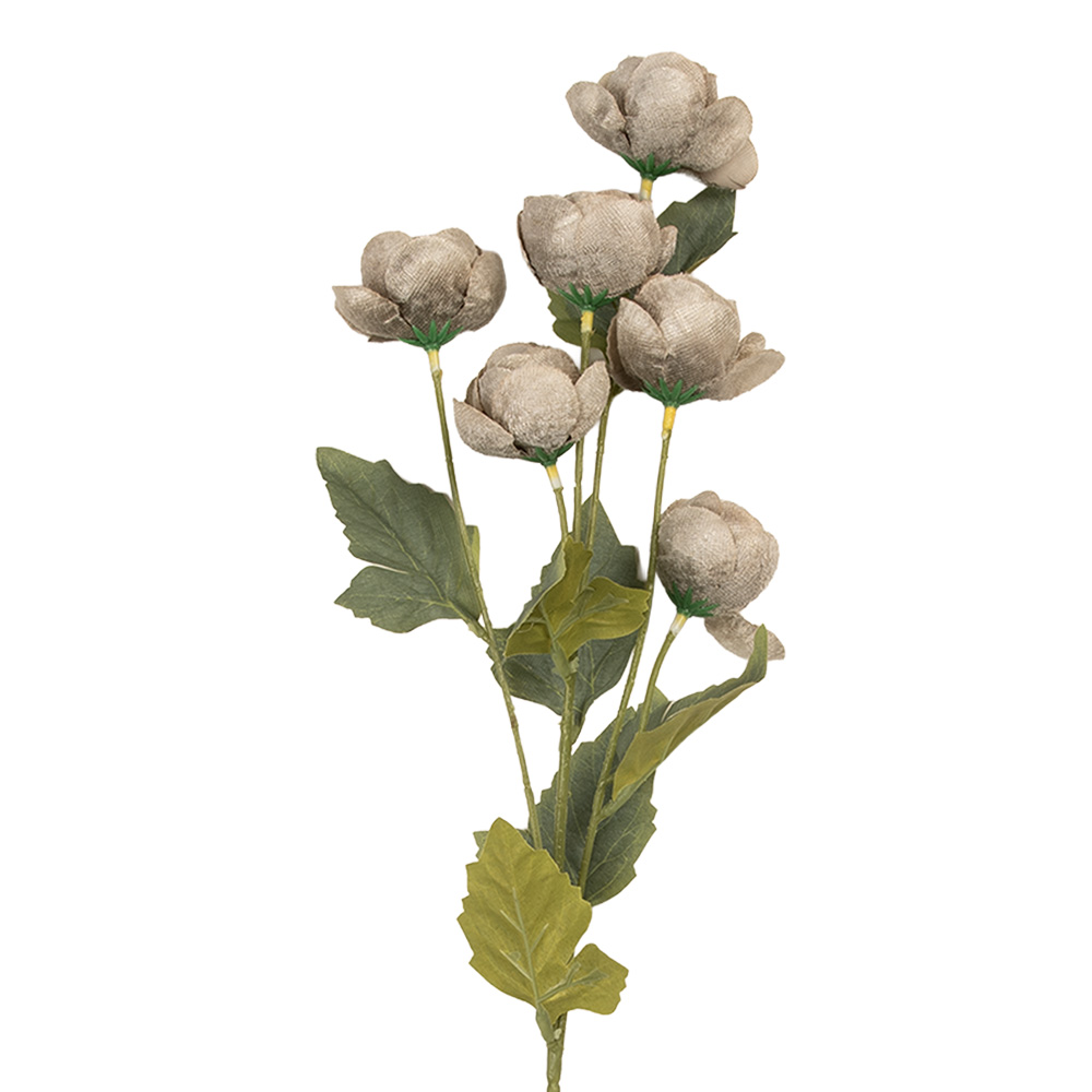 [6PL0409G] Decorative Artificial Branch with flowers Grey Green 10x10x63 cm