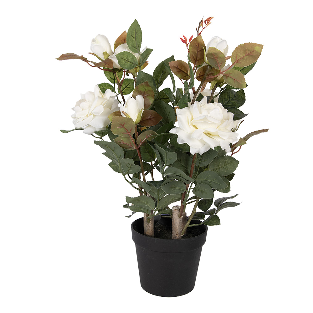 [6PL0413W] Plante artificielle Roses Blanc Vert 20x20x55 cm
