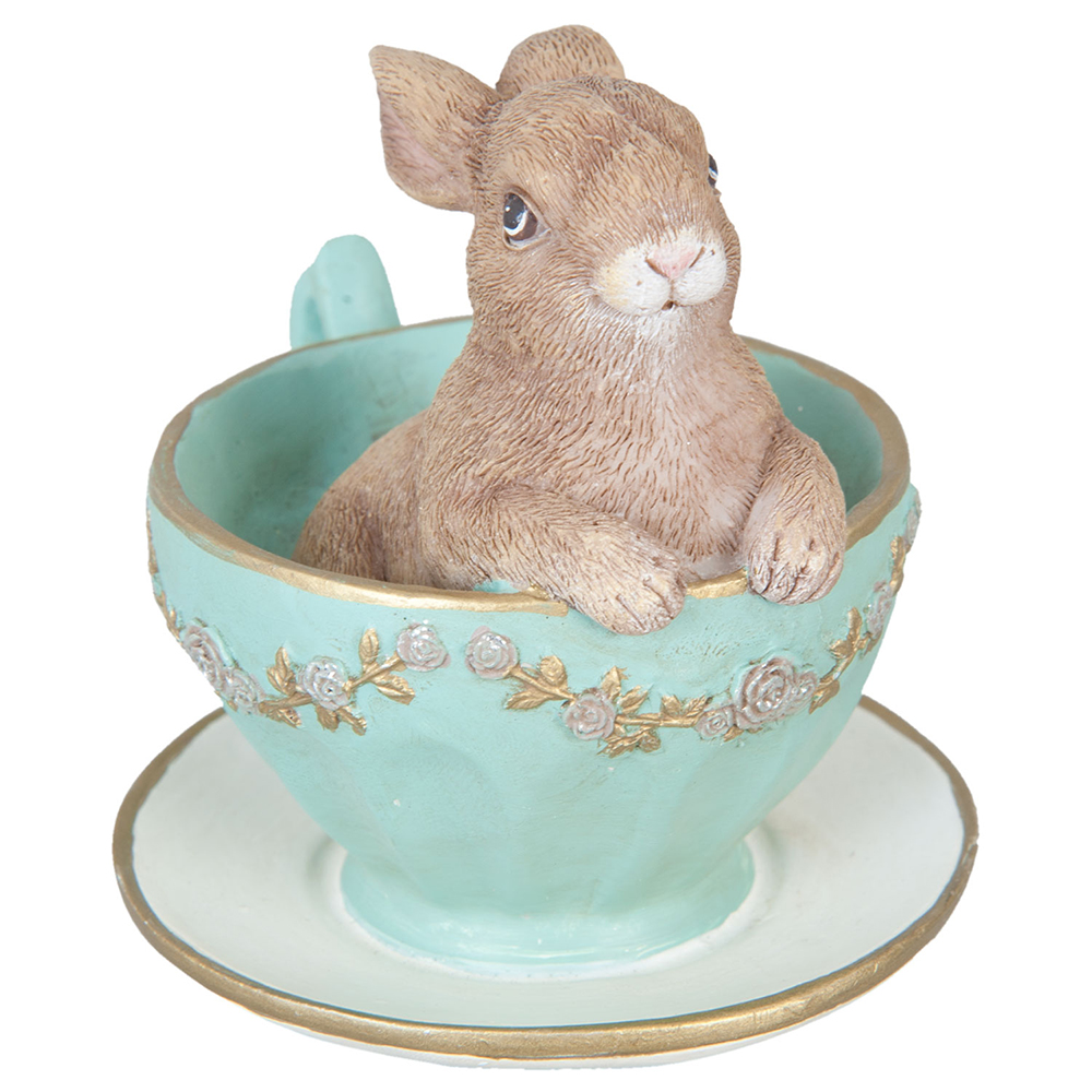 [6PR1044] Decoratie Lapin in kopje 8x7x8 cm