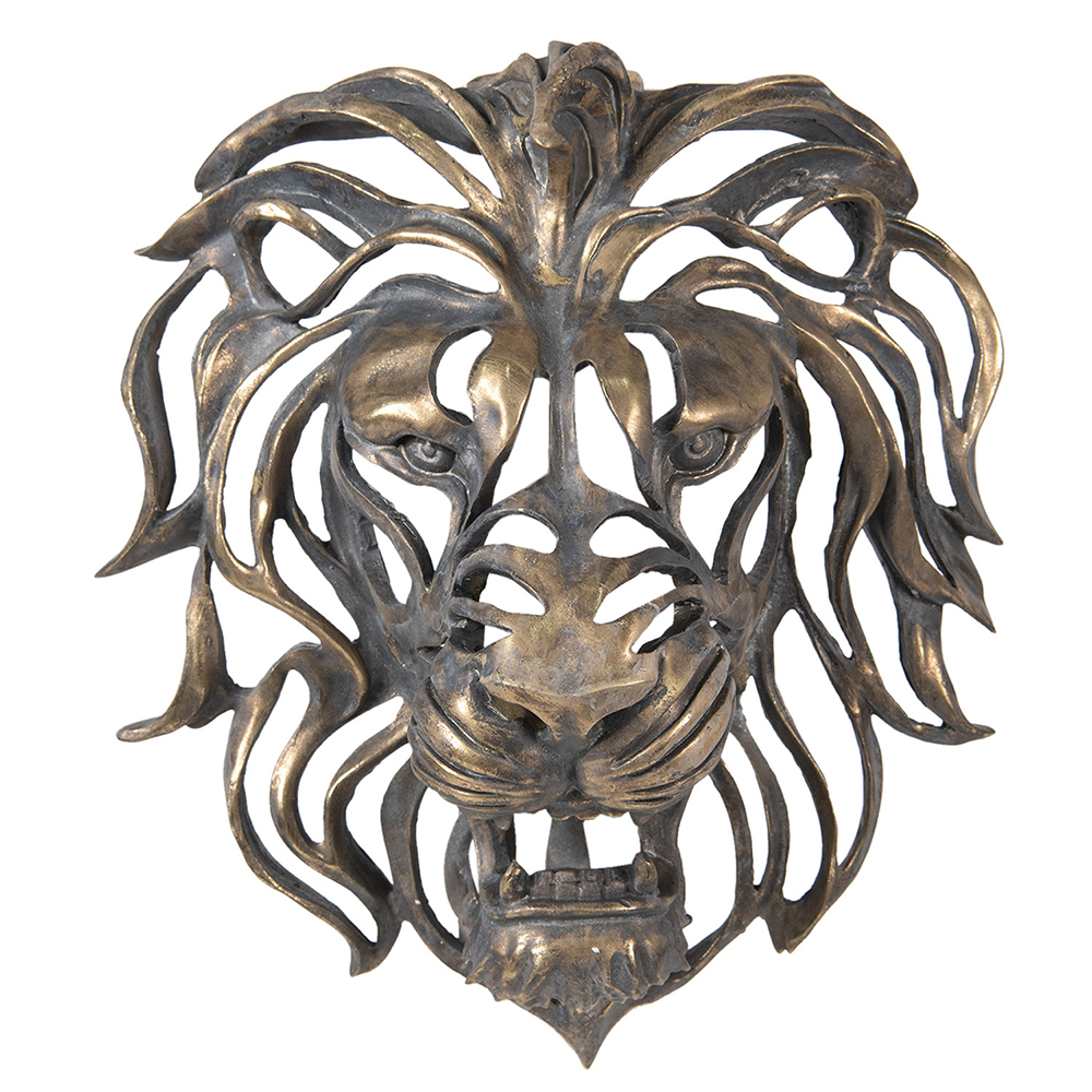 [6PR2811] Statua Decorativa Leone Marrone 42x23x46 cm