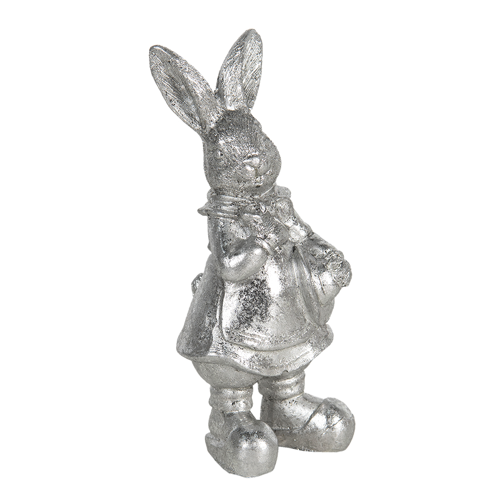[6PR3097ZI] Image de décoration Lapin Argent 6x6x13 cm